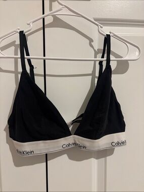 Calvin Klein Black Bralette with White Logo Band